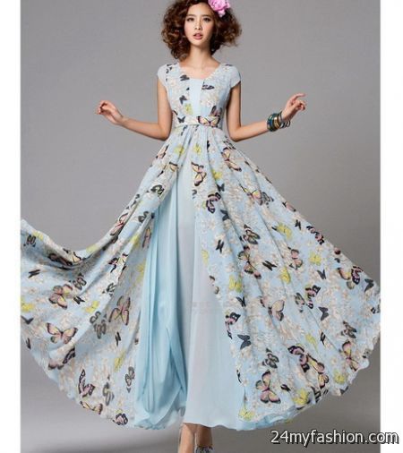 Butterfly print maxi dresses 2018-2019