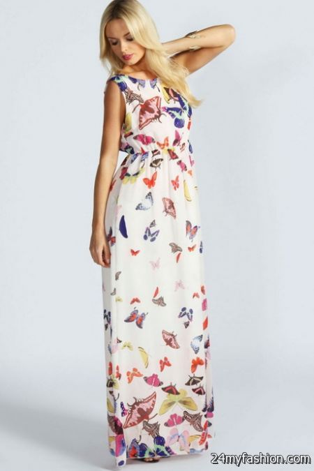 Butterfly print maxi dresses 2018-2019