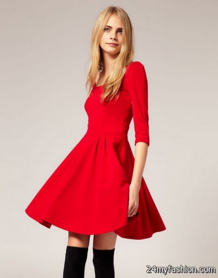 Casual red dresses 2018-2019