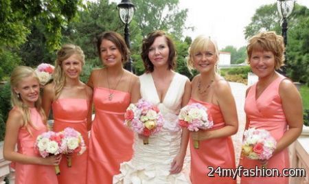 Coral colored bridesmaid dresses 2018-2019