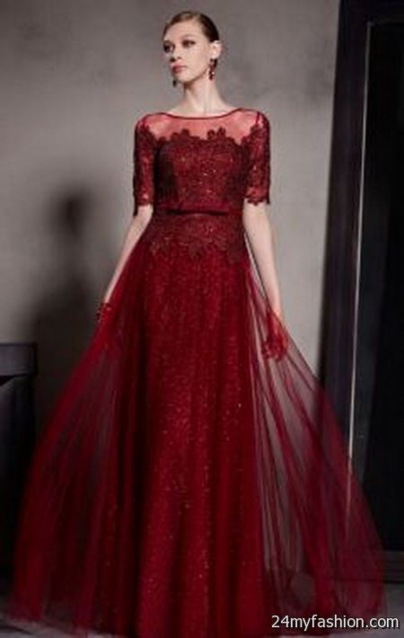 Dark red prom dress 2018-2019