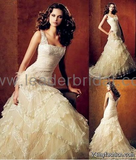 Gold lace wedding dress 2018-2019
