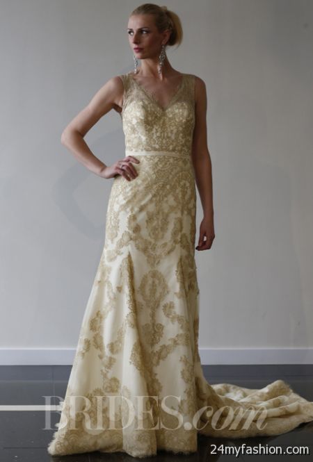 Gold lace wedding dress 2018-2019