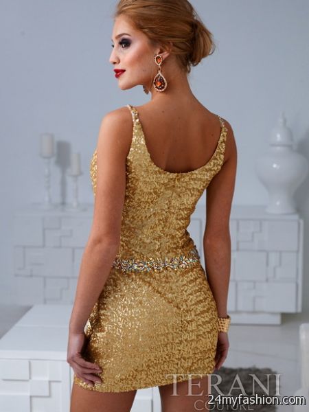 Gold sequin cocktail dresses 2018-2019