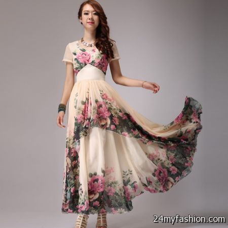 Long floral summer dresses 2018-2019