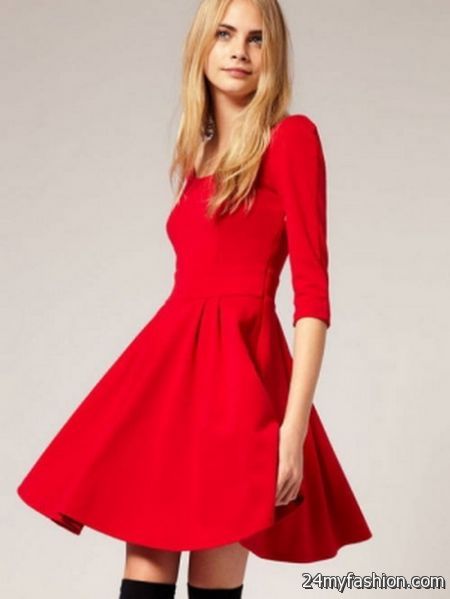 Long sleeve red dresses 2018-2019