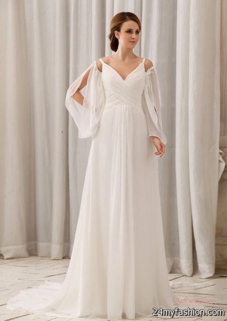 Long white chiffon dress 2018-2019