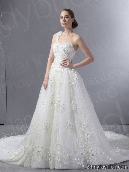 One shoulder lace wedding dress 2018-2019
