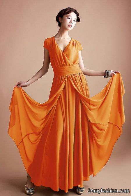 Orange summer dress 2018-2019