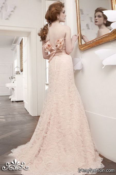 Pink lace wedding dress 2018-2019