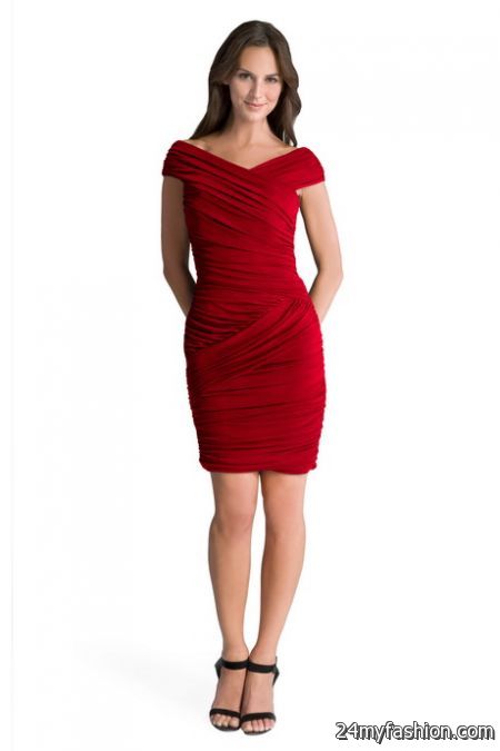 Red ruched dress 2018-2019