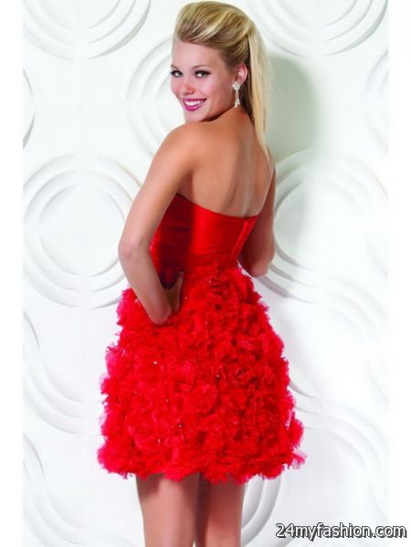 Red strapless cocktail dresses 2018-2019