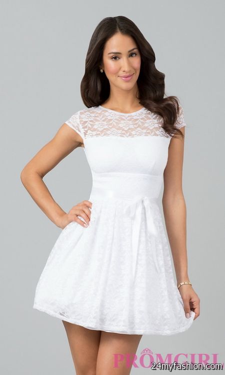 Short lace white dress 2018-2019