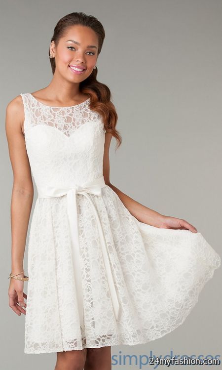 Short lace white dress 2018-2019