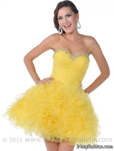 Short yellow prom dresses 2018-2019