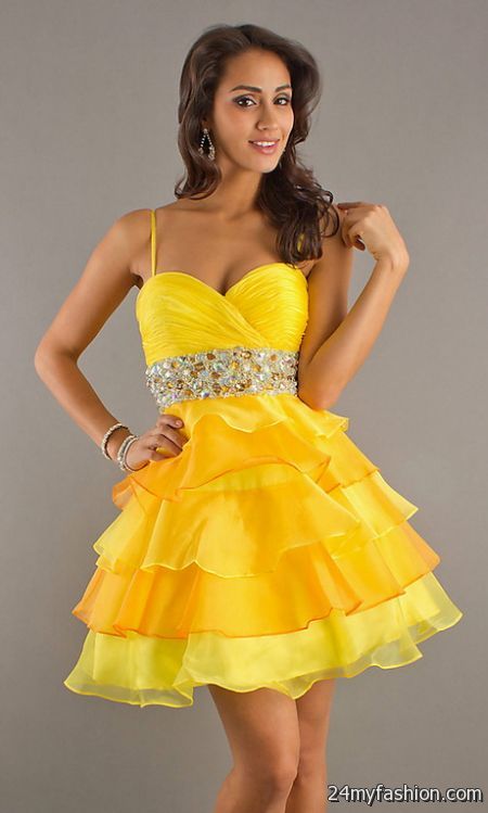 Short yellow prom dresses 2018-2019