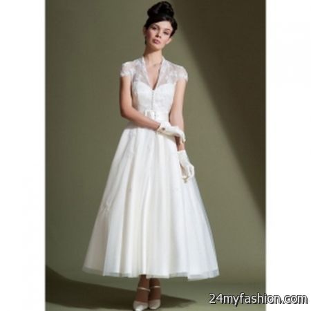 Vintage wedding dresses tea length 2018-2019