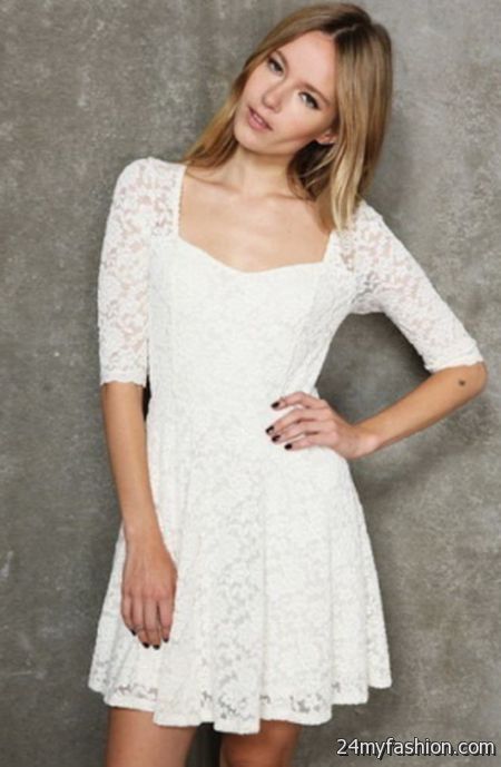 White lace cocktail dress 2018-2019