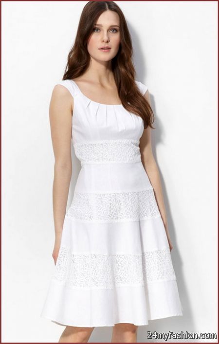 White lace short dress 2018-2019