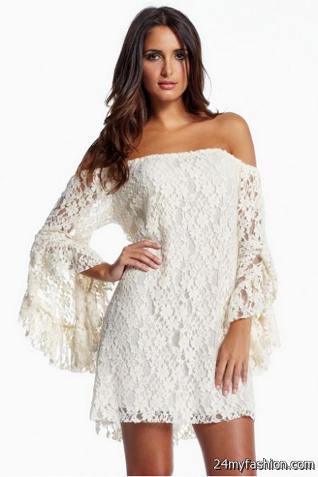 White long sleeve lace dress 2018-2019