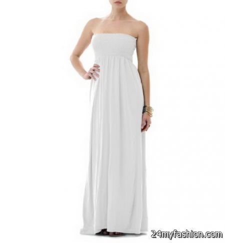 White strapless maxi dress 2018-2019