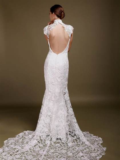 backless lace wedding gowns with sleeves 2018-2019