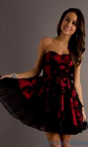 black and red strapless dress 2018-2019