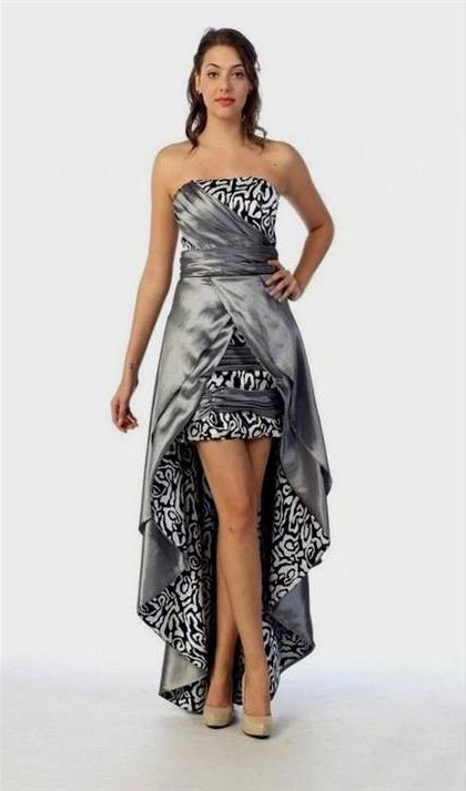 black and silver high low prom dress 2018/2019