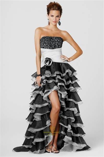 black and silver high low prom dress 2018/2019