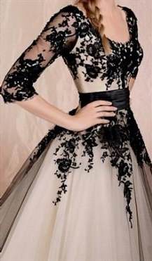 black and white lace prom dress with sleeves 2018/2019