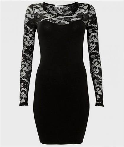 black dress with lace sleeves 2018-2019