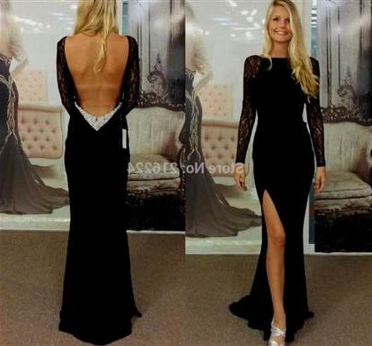 black lace prom dresses with sleeves 2018/2019