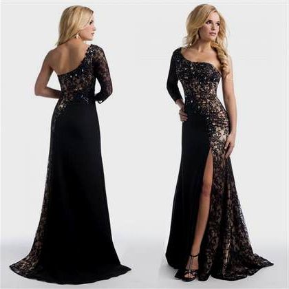 black lace prom dresses with sleeves 2018/2019