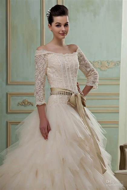champagne wedding dress with sleeves 2018/2019