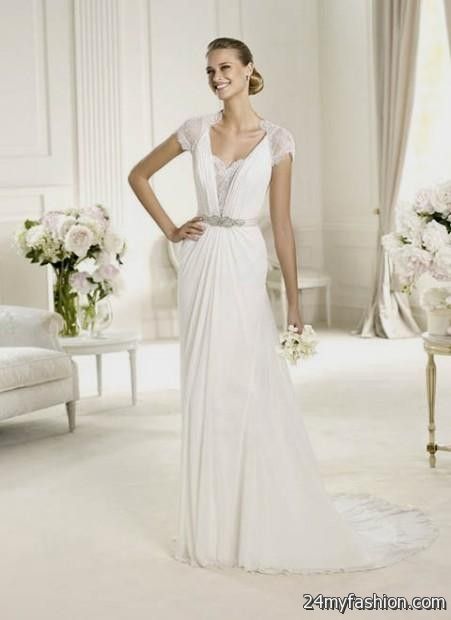 chiffon wedding dresses with cap sleeves 2018-2019