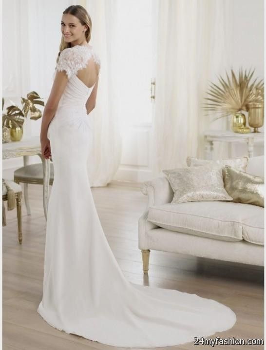 chiffon wedding dresses with cap sleeves 2018-2019