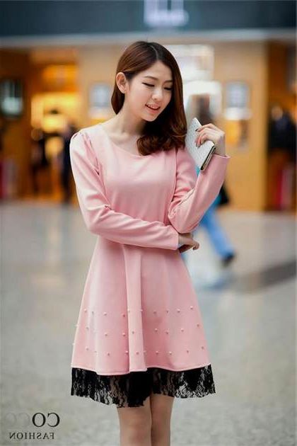 cute korean dresses pink 2018/2019