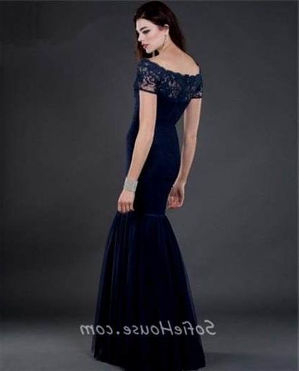 dark blue lace dress long 2018-2019