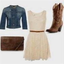 dress with cowboy boots and denim jacket 2018/2019