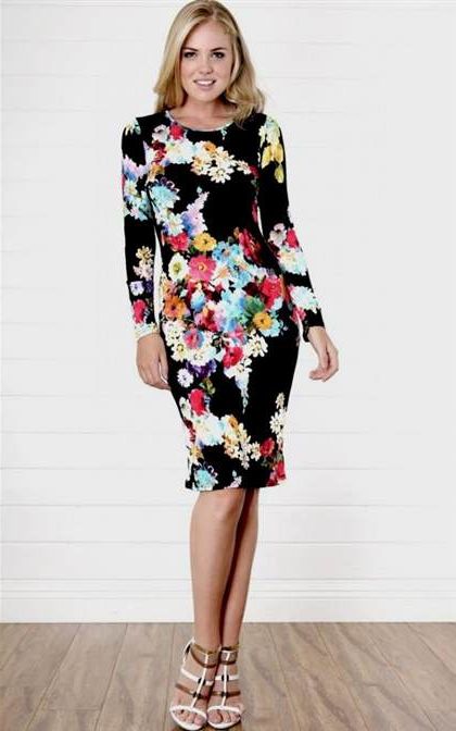 floral midi dress with sleeves 2018-2019