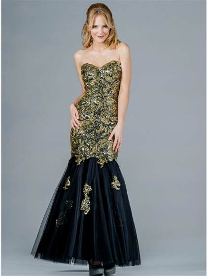 gold and black prom dresses with sleeves 2018/2019