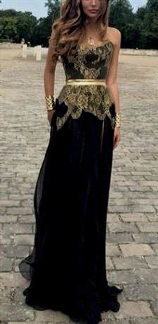 gold and black prom dresses with sleeves 2018/2019
