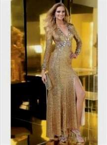 gold lace dress with sleeves 2018-2019