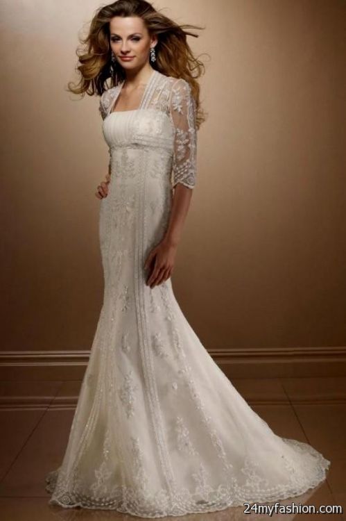 ivory lace wedding dress with sleeves 2018-2019