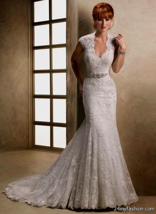 ivory lace wedding dress with sleeves 2018-2019