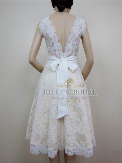 lace vintage wedding dress tea length 2018-2019