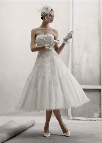 lace vintage wedding dress tea length 2018-2019