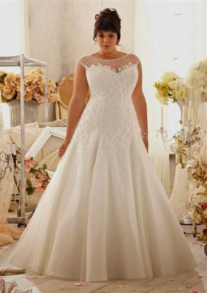 lace wedding dress with cap sleeves plus size 2018-2019