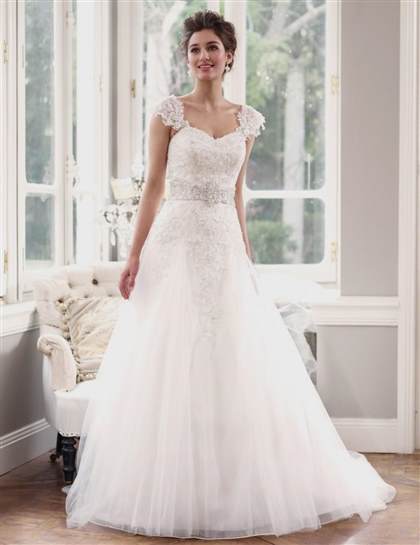 lace wedding dress with cap sleeves plus size 2018-2019