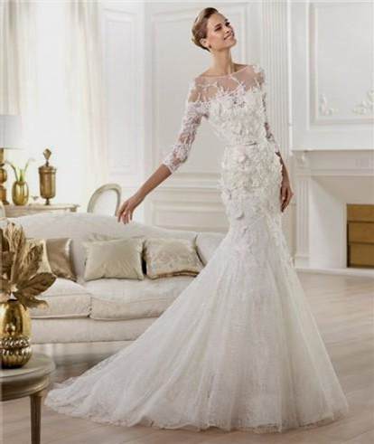 lace wedding dresses with open back and sleeves 2018-2019